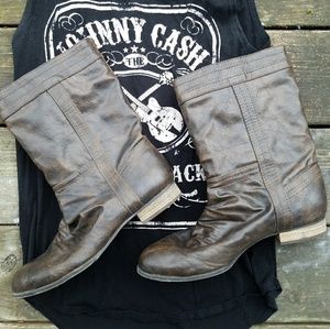 Dark brown vegan slouch boots